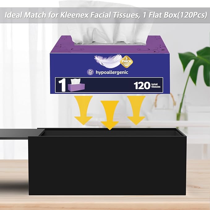 SILUT Tissue Box Cover Rectangle, Tissue Box Holder Decorative, Acrylic Tissue Box Cover, Tissue Holder for Bathroom, Home, Restaurant, Kitchen - Matte Black