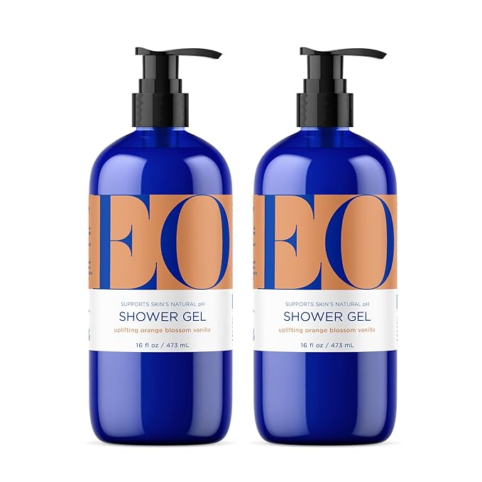 EO Shower Gel, 16 Ounce (Pack of 2), Orange Blossom and Vanilla, body wash made with Essential Oils for Men and Women