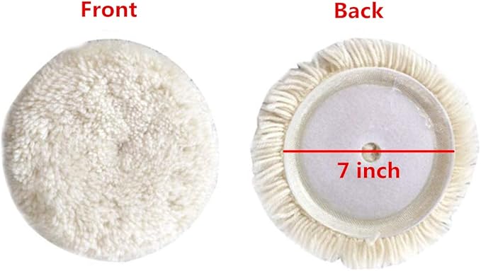 Wool Buffing Pad,2 Pack 7" Car Polishing Pad with Hook and Loop for Cleaning & Cutting,Polishing,100% Wool Sheepskin Material,Durable and Soft
