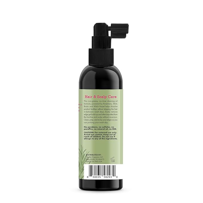 Mielle Organics Rosemary & Mint Scalp & Edge Cleansing Hair Oil - No-Rinse Scalp Cleanser for Product Build Up - Prolongs Hairstyles Between Wash Days & Encourages Longer, Healthier Hair (4 Oz)