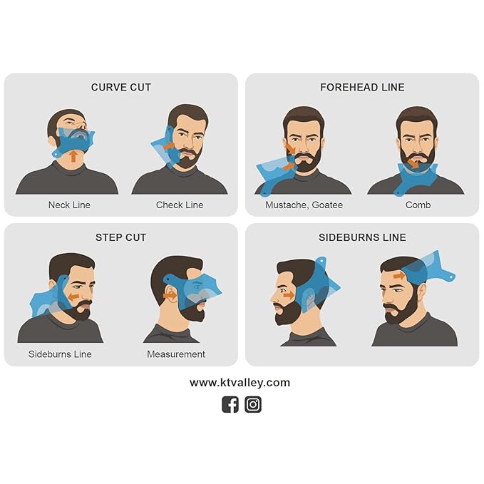Men’s Beard Shaping Tool Transparent Design for Men's Jaw Cheek Neck Line Symmetric Curve, Professional Beard Guide Styling Comb Works w/All Types of Razors and Beard Trimmers