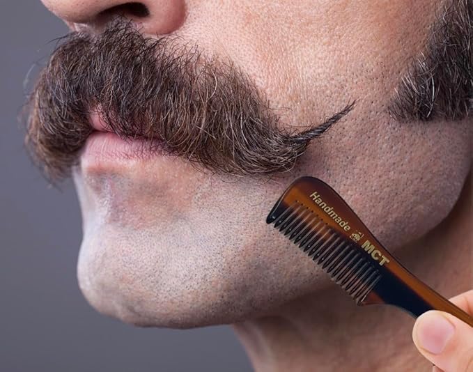 G.B.S MCT Handmade Fine-Toothed Beard Mustache Comb, Saw-Cut and Hand Polished