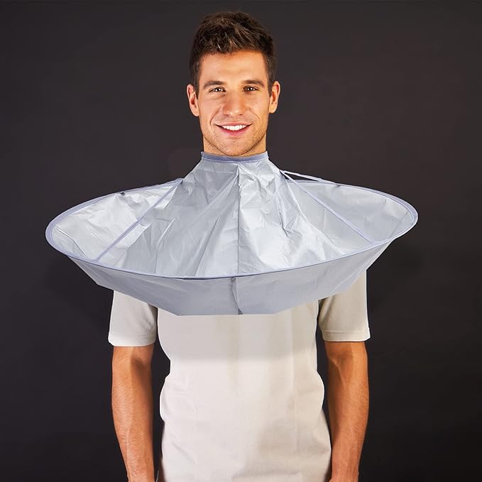 2 Pieces Hair Cutting Cape for Adults Umbrella Hair Cutting Cloak Foldable Catcher for Teens and Adults, Blue and Silver
