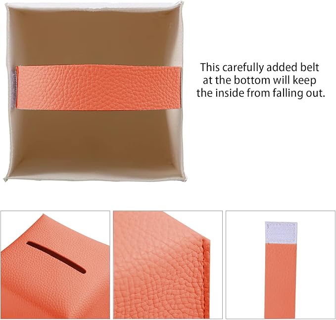 2 Pack, VIVIDLY Tissue Box Cover Holder, Square Modern PU Leather Tissue Box Holder, Can be Used for Bathroom Dressing Table, Bedside Table, Office Desk & Car 5"X5"X5"- (2, Rose Gold)