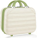 14 Inch Hard Makeup Train Case PC ABS Portable Cosmetic Travel Case Mini Suitcase Organizer for Make up Toiletries Toys Clothes Storage with Handle Elastic Strap