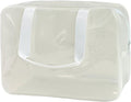 PVC Clear Pure Color Transparent Large Zipper Cosmetic Pouch Travel Makeup Cosmetic Bag with Handle for Travel Bathroom Toiletry Organizer (A23014-101-44)