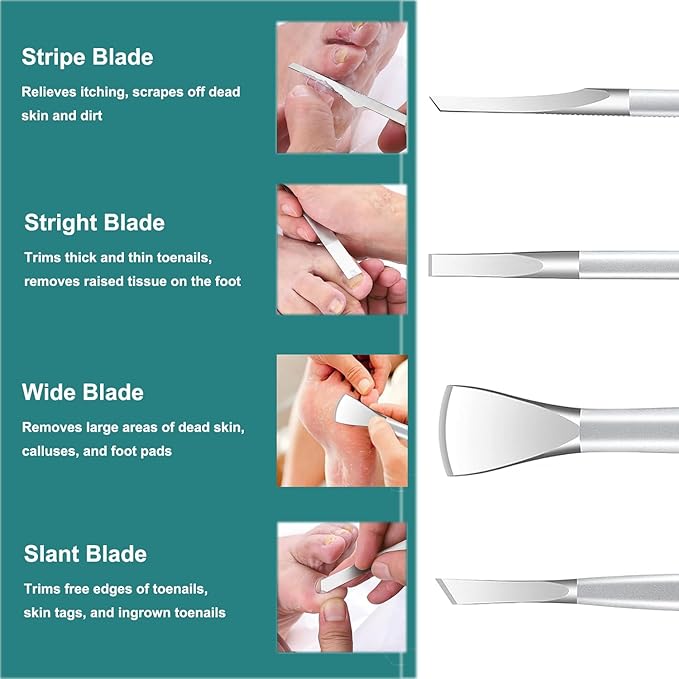 Manicure Set,Professional Pedicure Knife Set,Dead Skin Corn Foot Callus Remover Kit,Foot Care Tools for Travel or Home,Stainless Steel Foot File Rasp,Calluses Pusher (5 Pack)