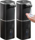 2 Pack Automatic Liquid Soap Dispenser, 13.5oz/400mL, USB Rechargeable, 9-Adjustable Liquid Levels, IPX5 Waterproof, Touchless & Wall/Tabletop Use for Kitchen Bathroom, Black