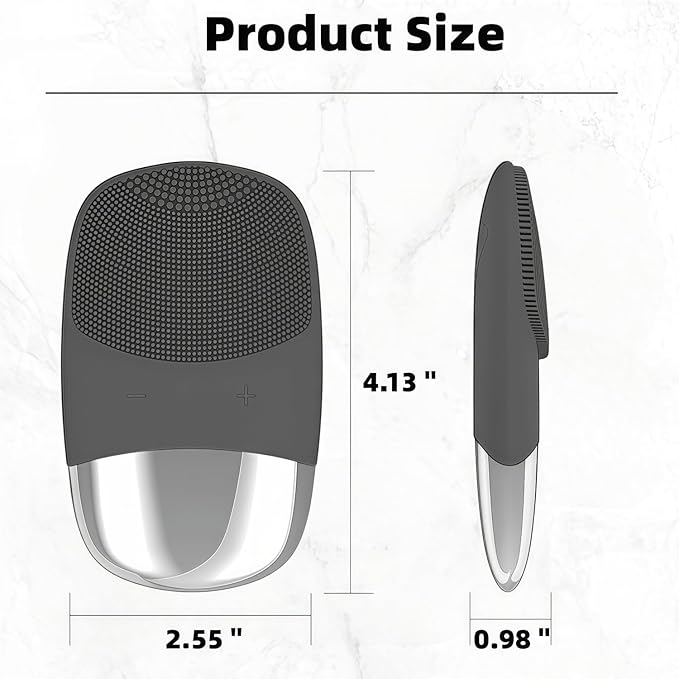 MEGAN Facial Cleansing Brush,USB Rechargeble Electric Silicone Face Scrubber,IPX7 Waterproof Sonic Facial Massager, 3 in 1 face Brush for Deep Cleanning, Blackhead Remover, Exfoliating.（Black）
