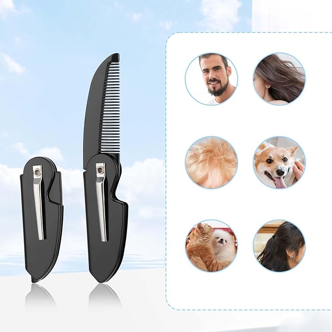 4 Pcs Folding Mustache Comb Portable Beard Comb Fine Teeth Beard Brush Plastic Mustache Brush Moustache Comb Small Pocket Comb for Men Mustache Hair Care Styling Grooming