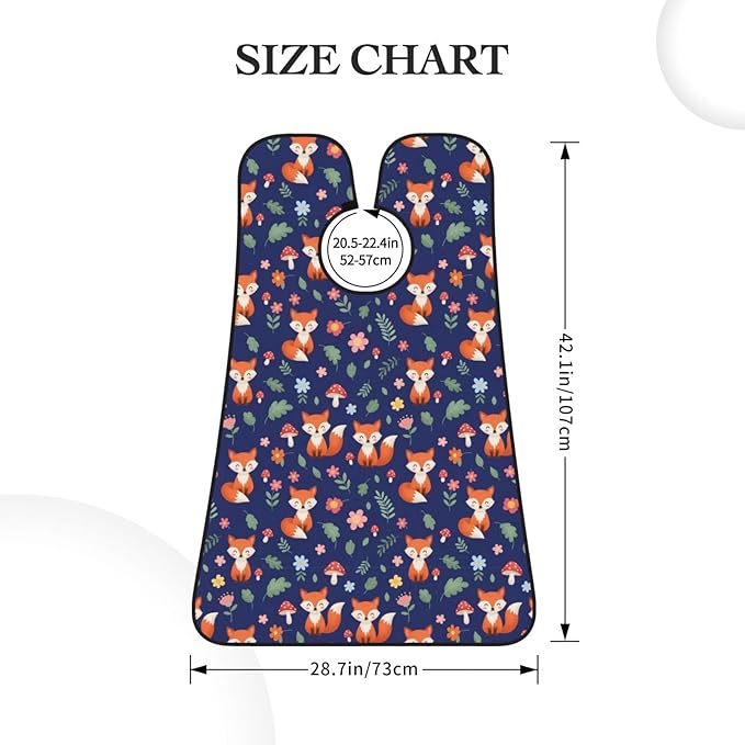 Non-Stick Beard Bib for Shaving, Fall Leaves Flowers Floral Foxes Blue Shave Bib, Waterproof Hair Catcher with Suction Cups, Grooming Apron Men Husband