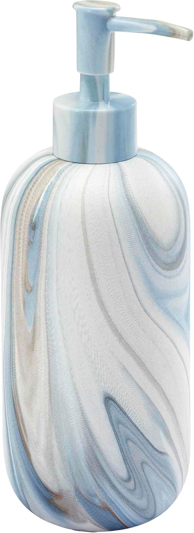 Avanti Linens - Bath Set, 3pc Countertop Accessories, Resin Lotion Pump, Covered Jar & Vanity Tray (Waves Collection, Blue)