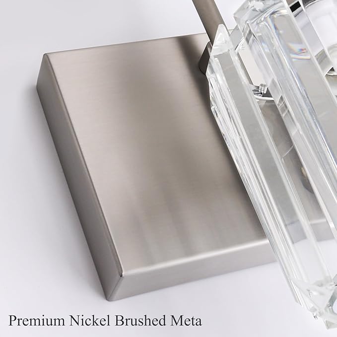 Ralbay 4-Light Crystal Vanity Light for Bathroom Brushed Nickel Modern Bathroom Light Fixtures