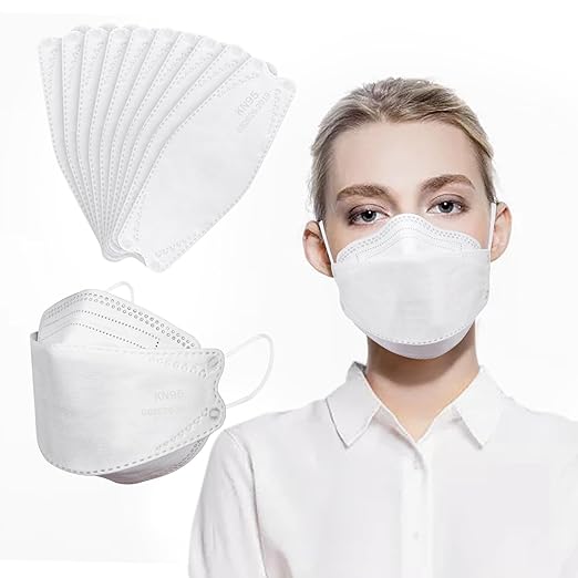 Borje KN95 Face Masks for Adults 50 Pack, 5-Ply White Disposable Face Mask Against PM 2.5 Smoke & Dust, Filtration Efficiency 95%