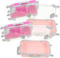 4pcs Eyelash Storage Case Mini Luggage False Eyelash Organizer Travel Makeup Vanity Suitcase Pink and Rose Red Compact Lash Cluster Holder for Women