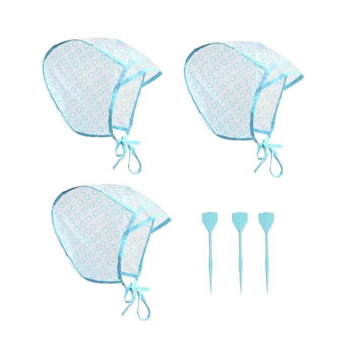 Hair Coloring Kit Highlight Cap Hair Coloring Dye Cap Frosting Cap with Plastic Crochet Hook for Dyeing Hairdressing (3 Pcs)