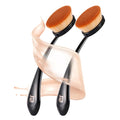 Oval Foundation Brush with Handle - 2 Pack Professional Kabuki Toothbrush Makeup Brush Fast Flawless Application with Dense Soft Bristles for Liquid, Cream, Powder, Blending, Body Self-tanner