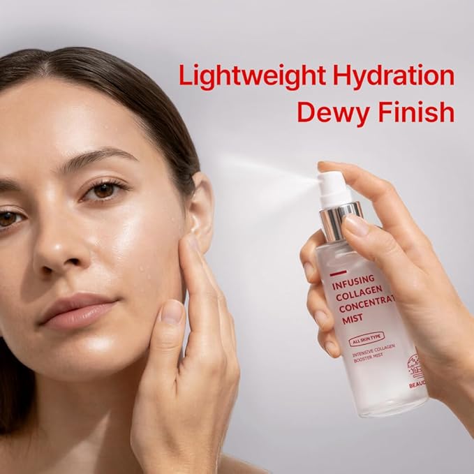 BEAUDIANI Collagen Hydrating Facial Mist, Lightweight Glow Spray for Instant Moisture, Makeup-Ready Skin & Dewy Finish, Korean Skincare for All Skin Types (1.69 fl oz)