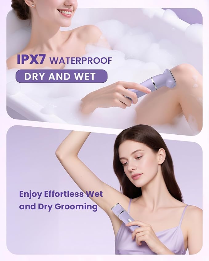 Bikini Trimmer for Women,5 in 1 Waterproof Electric Razors for Women Pubic Facial Nose Body Leg Hair Removal, Anniversary Birthday Christmas gifts for women self care, Stocking Stuffers for Teen Girls