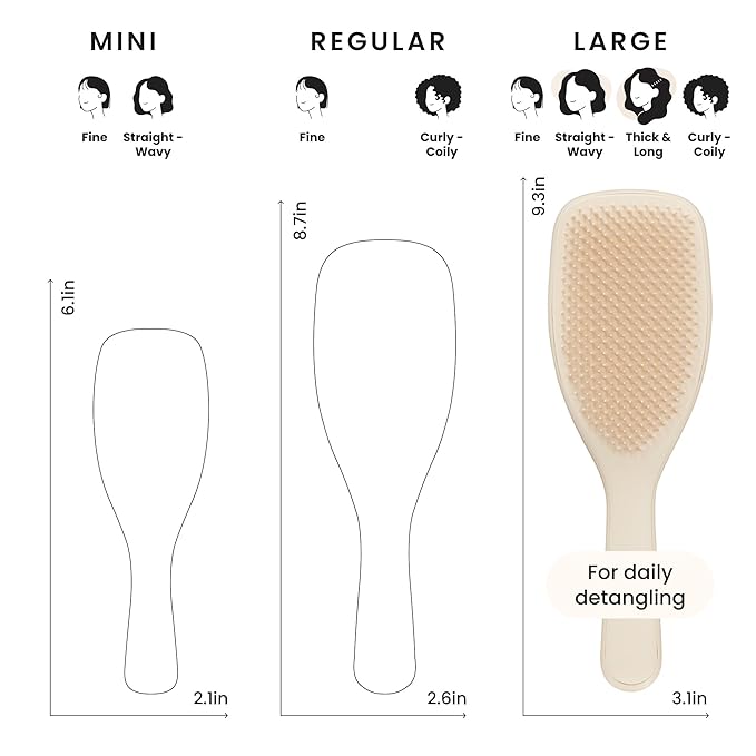 Tangle Teezer Large Ultimate Detangler Hairbrush for Wet & Dry Hair, Eliminates Knots & Reduces Breakage for Long, Thick, & Curly Hair Types, Vanilla
