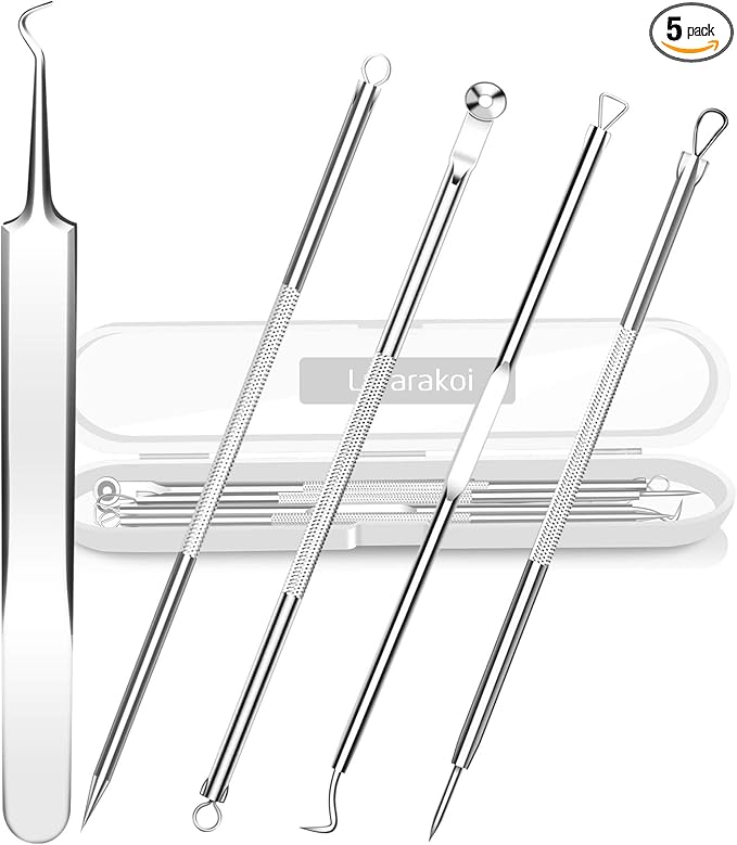 Premium Blackhead Remover, Comedone Blemish Acne Extractor,Popping Pimple Popper Whitehead Removal, Precision Tweezers, Zit Removing, Milia Remove