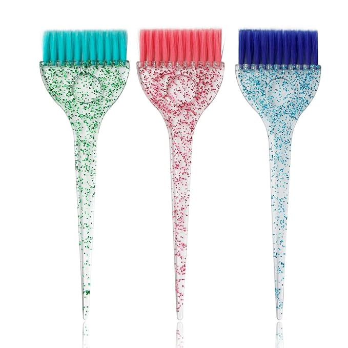Hair Dye Brushes and Combs Set, 6pcs Multicolor Glitter Hair Tint Tools Kit for Home DIY Coloring and Salon Use