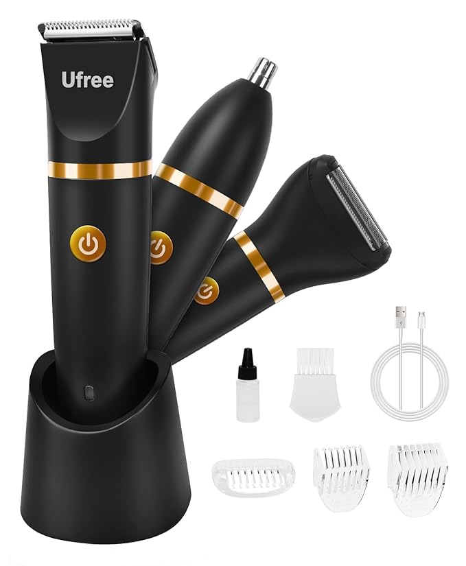 Ufree Bikini Trimmer Electric Razors for Women, Rechargeable Pubic Body Hair Trimmer Electric Shaver for Legs Body Hair, Bikini Shaver IPX7 Waterproof, Gifts for Women, Black