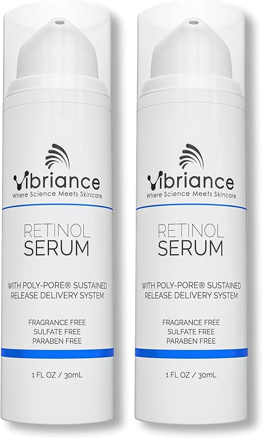 Vibriance Retinol Serum for Face - Reduces Appearance of Deep Wrinkles and Large Pores, Enhances Tone, Improves Complexion - Sensitive, Mature Skin Night Cream - 1 fl oz (Pack of 2)