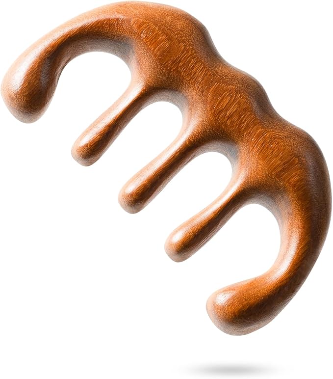 Wooden Comb, Head Massager Scalp Tool with Anti-Static Sandalwood Design, Scalp Massager for Hair Growth，Relaxing Hair Massager Scalp & Wide Tooth Comb for Detangling and Stress Relief