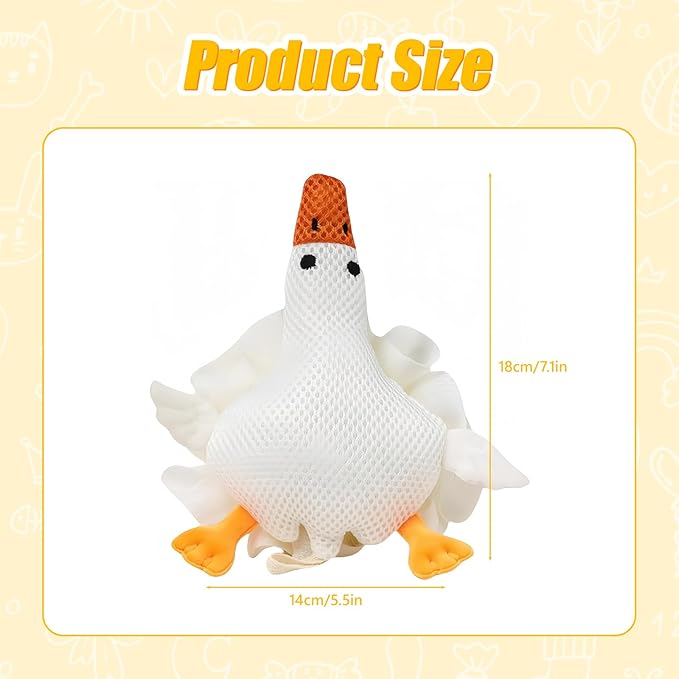 Kids Loofah, Cute Cartoon Animal Kids Bath Sponge with Hanging Rope, Soft Double Mesh for Rich Lather (Big White Goose)