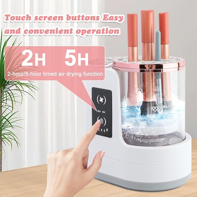 Electric Makeup Brush Cleaner Machine, 3 in 1 Automatic Makeup Brush Cleaner with Brushes Dryer for All Size Beauty Brushes Set(White,Size:6.8inch)