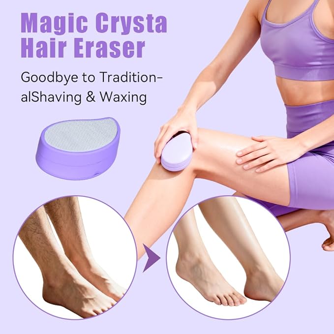 Compact 2-in-1 Hair Removal & Foot Exfoliator - Glass Nano-Crystal Tool for Quick Salon-Smooth Skin + 195 Micro-Blade Foot File, Mess-Free, Ideal for Gym/Travel, Unisex Grooming Kit
