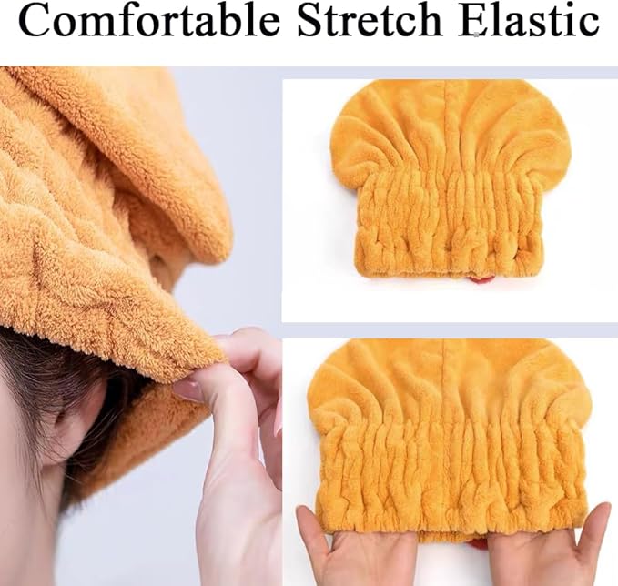 Microfiber Hair Towel Wrap for Women, 2Pcs Hair Towel Cap.Soft Absorbent Turban Hair Towel for Long and Wet Hair (Blue & Orange)