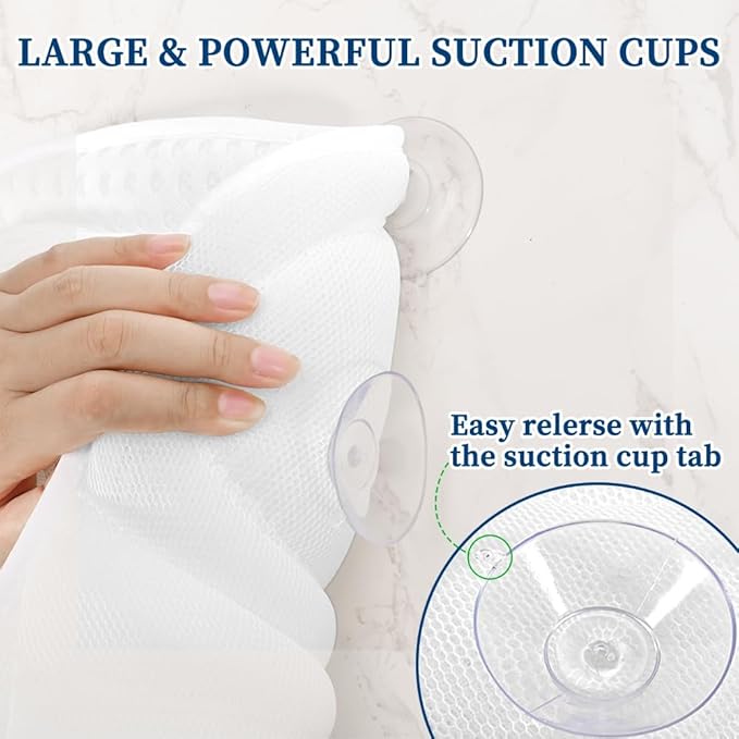 Bath Pillow Bathtub Pillow, Luxury Bath Pillows for Tub Neck and Back Support, Tub Pillow for Bathtub Headrest with Laundry Bag, Bath Accessories for Women Relaxing Spa Gifts, White Bath Tub Pillow