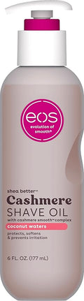 eos Cashmere Shave Oil – Coconut Waters, Moisturizing Shave Oil with Shea Butter & Glycerin, Helps Prevents Irritation & Razor Burn, Vegan, 6 fl oz