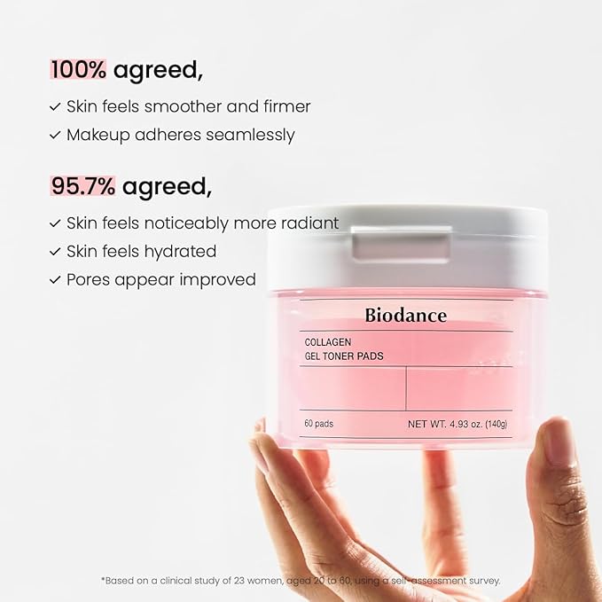 Biodance Collagen Gel Toner Pads, Pore Minimizer for Face, Improving Elasticity, Plumping Toner Pads for Sensitive Skin, Pre-Soaked Pads, Korean Skin Careㅣ4.93 fl.oz.(140g)*60Pads