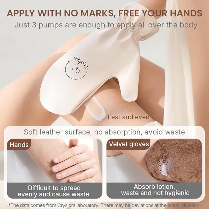 Lotion Applicator & Self Tanning Mitt - Reusable & Durable & No Absorption Glove for Even, Waste-Free Application of Lotions, Oils & Creams (Left and Right Hand Set)