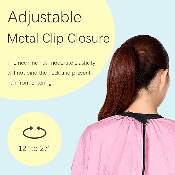 Barber Cape, Professional Hair Salon Cape with Adjustable Metal Clip, Shampoo Hair Cutting Cape for Barbers and Stylists - 55 x 63 inches (Pink)