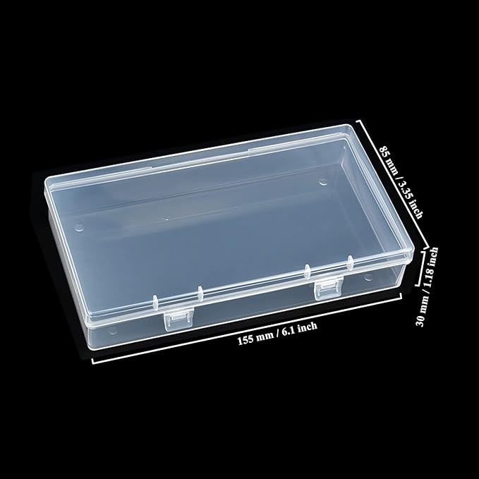 4 Pack Rectangular Clear Plastic Storage Containers Box with Hinged Lid for Beads and Other Small Craft Items (6.1 x 3.3 x 1.18 inch)