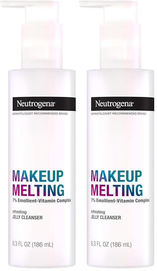 Neutrogena Makeup Melting Refreshing Jelly Cleanser, 7% Emollient-Vitamin Complex, Gentle Face & Eye Makeup Remover to Melt Stubborn Makeup, Cleanse & Condition Skin, Oil-Free, 6.3 fl. oz (Pack of 2)