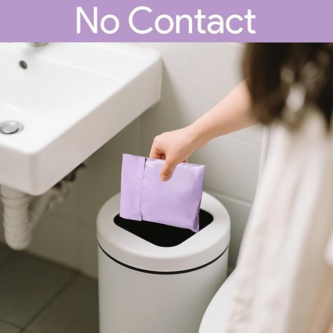 100 Pcs Sanitary Napkin Disposal Bags, Feminine Hygiene Period Bags for Tampons & Pads, Period Disposal for Teen Girls, Odor Blocker, Leak-Proof Sanitary Storage for Menstrual Products, Purple