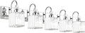 Ralbay Chrome Crystal Vanity Lights 5-Lights 40'' Modern Crystal Bathroom Light Fixtures Modern Crystal Vanity Lighting Over Long Mirror Bathroom Wall Lighting Fixtures