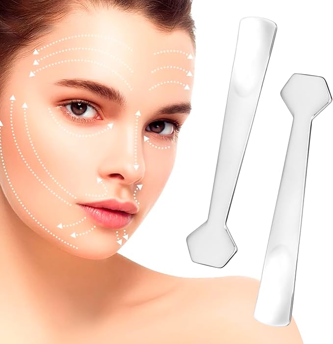 3pcs Mini Stainless Steel Makeup Spatula, Reusable Cosmetic Cream Spatulas Spoon, Skincare Scoop Applicator Facial Massage Beauty Tools for Mixing and Sampling Face Eye Cream- Silver