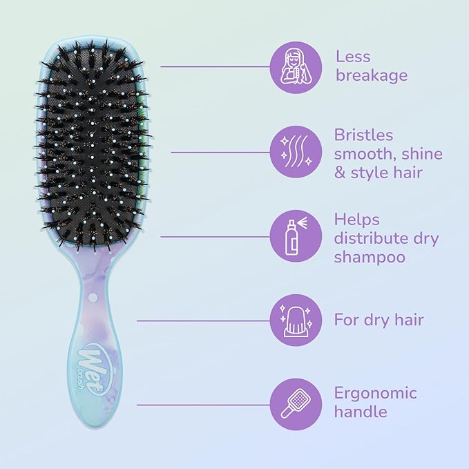 Wet Brush Shine Enhancer Paddle Hair Detangler Brush with Soft & Natural Boar Bristles | Infused with Argan Oil for Smooth, Shiny Hairs | Gentle on Wet or Dry and All Hair Types