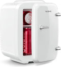 Mini Fridge, 4 Liter/6 Can Mini Makeup Fridge, 110V AC/ 12V DC Portable Thermoelectric Cooler&Warmer for Skincare, Drink, Cosmetic, Medicine, Small fridge for Bedroom, Office, Dorm, Car, White