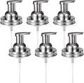 Amolliar Mason Jar Foaming Soap Dispenser Pump Lids (6 Pack), Refillable Foaming Pump Replacement for 16oz Regular Mouth Mason Jar, Waterproof Sticker, Kitchen Bathroom Farmhouse Decor, Brushed Nickel