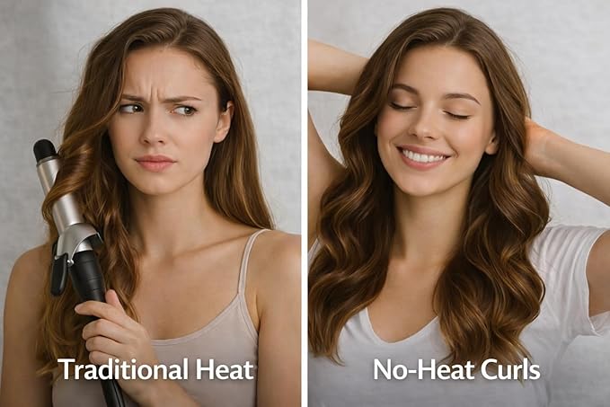 NocheSuave Heatless Hair Curler – Satin Curling Rod for Overnight Curls While Sleeping, No Heat Damage, Soft Waves Hair Curlers to Sleep In for Long & Medium Hair (Black Kit)