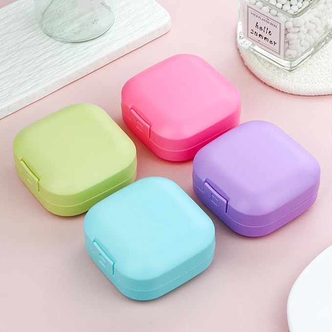 Plastic Square Cotton Pad Holder - Pack of 4, Multiple Colors, Portable Travel and Sealed, Suitable for Makeup Remover Cotton Balls