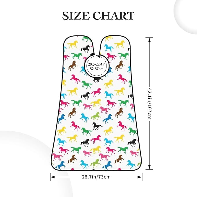 Beard Bib Apron for Men Shaving, Waterproof Non-Stick Hair Catcher with Suction Cups, Grooming Essential for Dad Husband, Colorful Horse Shave Bib