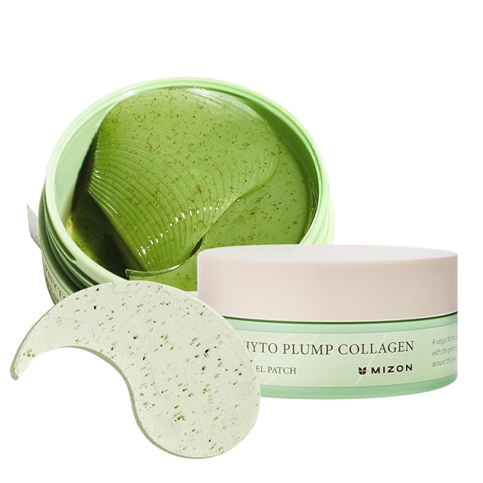MIZON Phyto Plump Collagen Eye Gel Patch with Moringa, Triple Hyaluronic Acid, and Botanical Extracts for Brightening, Hydration, and Elasticity – 60pcs – Improves Vitality and Glow